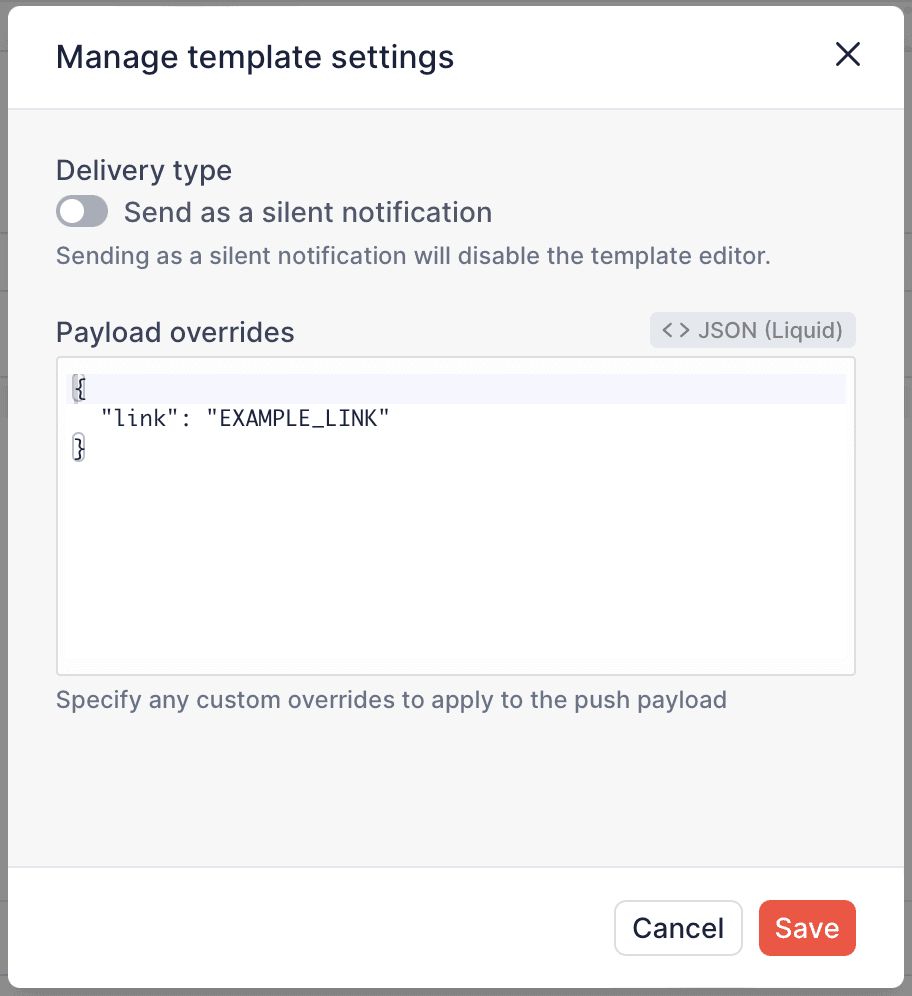 Deep link payload override